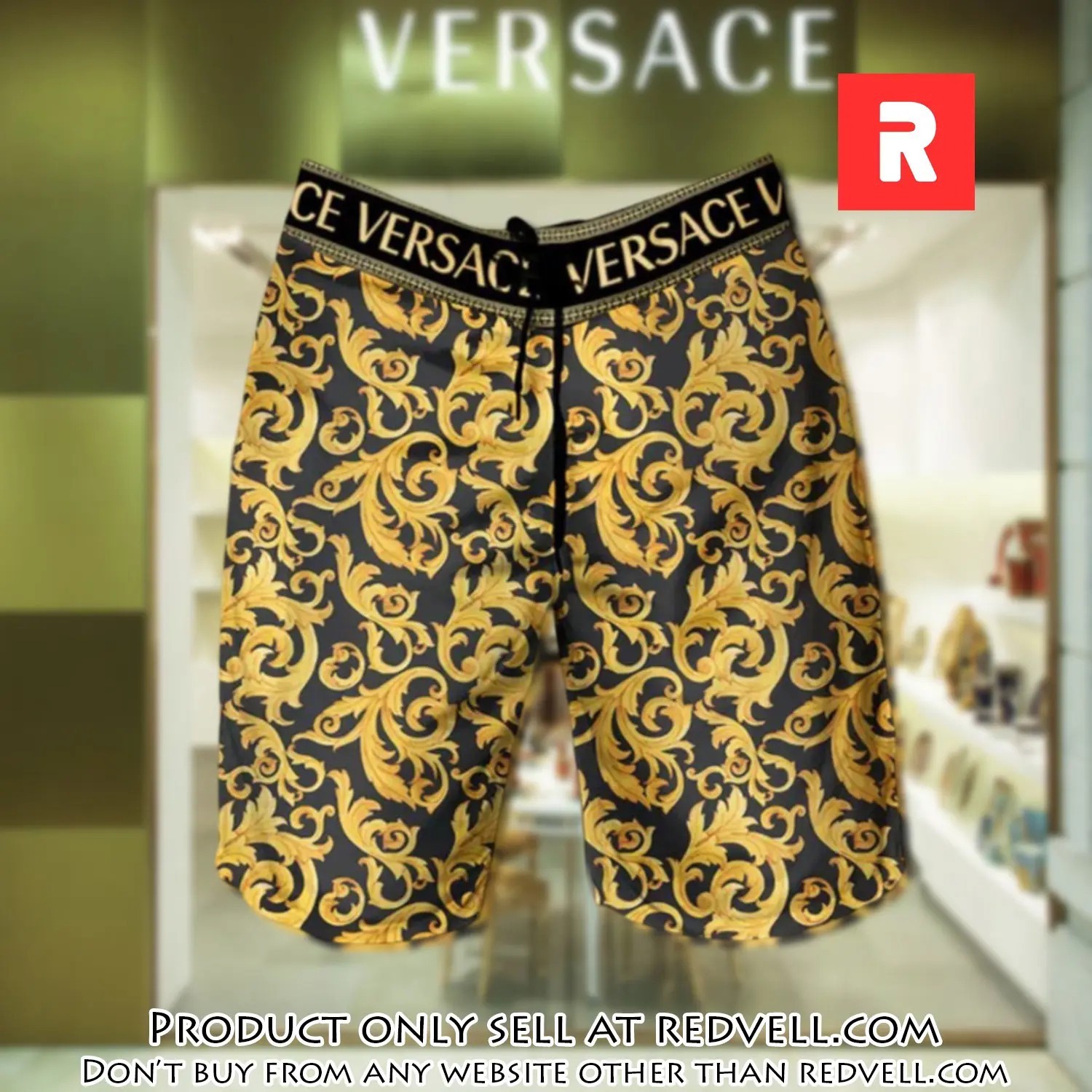 Versace golden pattern luxury brand premium fashion shorts for men rv4631479